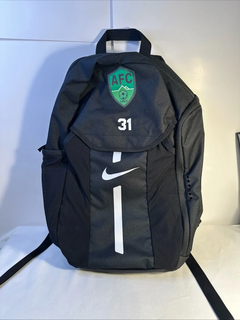 Nike Black Backpack with Green AFC Crest and White Accents